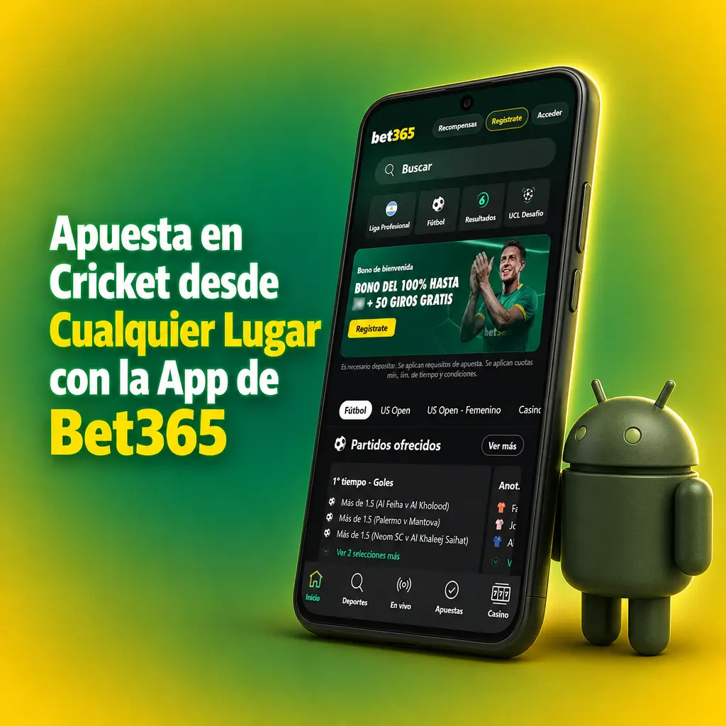 App de Bet365 para apostar en cricket en vivo desde Android o iOS, con Cash Out y cuotas actualizadas al instante