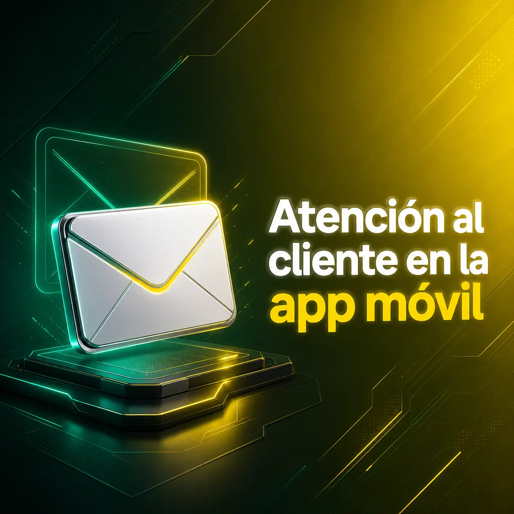Atención al cliente en app móvil: chat 24h, formulario, correo, devolución de llamada y centro de ayuda.