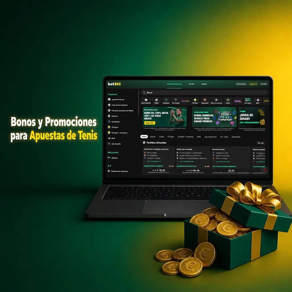 Bono de bienvenida Bet365: hasta 200€ en Créditos de Apuestas y 50 Giros Gratis para apuestas de tenis.