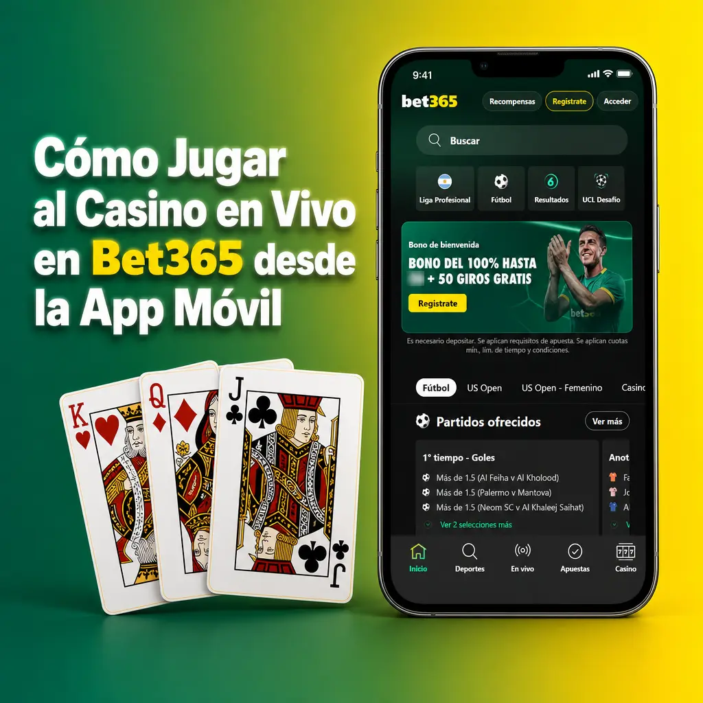 Cómo jugar al casino en vivo de Bet365 desde la app móvil: ruleta, blackjack y baccarat con crupier real