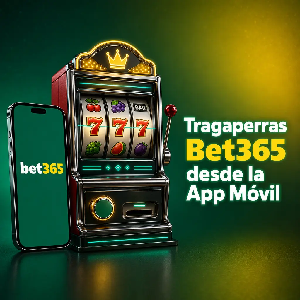 Tragaperras Bet365 en la app móvil para iOS y Android, con acceso al casino, depósitos y notificaciones push.